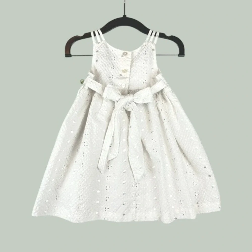 Vintage Bonnie Baby Dress White Eyelet Rosette Infant 24M